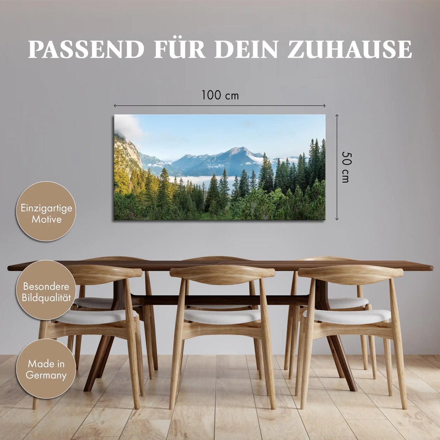 Leinwandbild - Alpenwald im ersten Licht