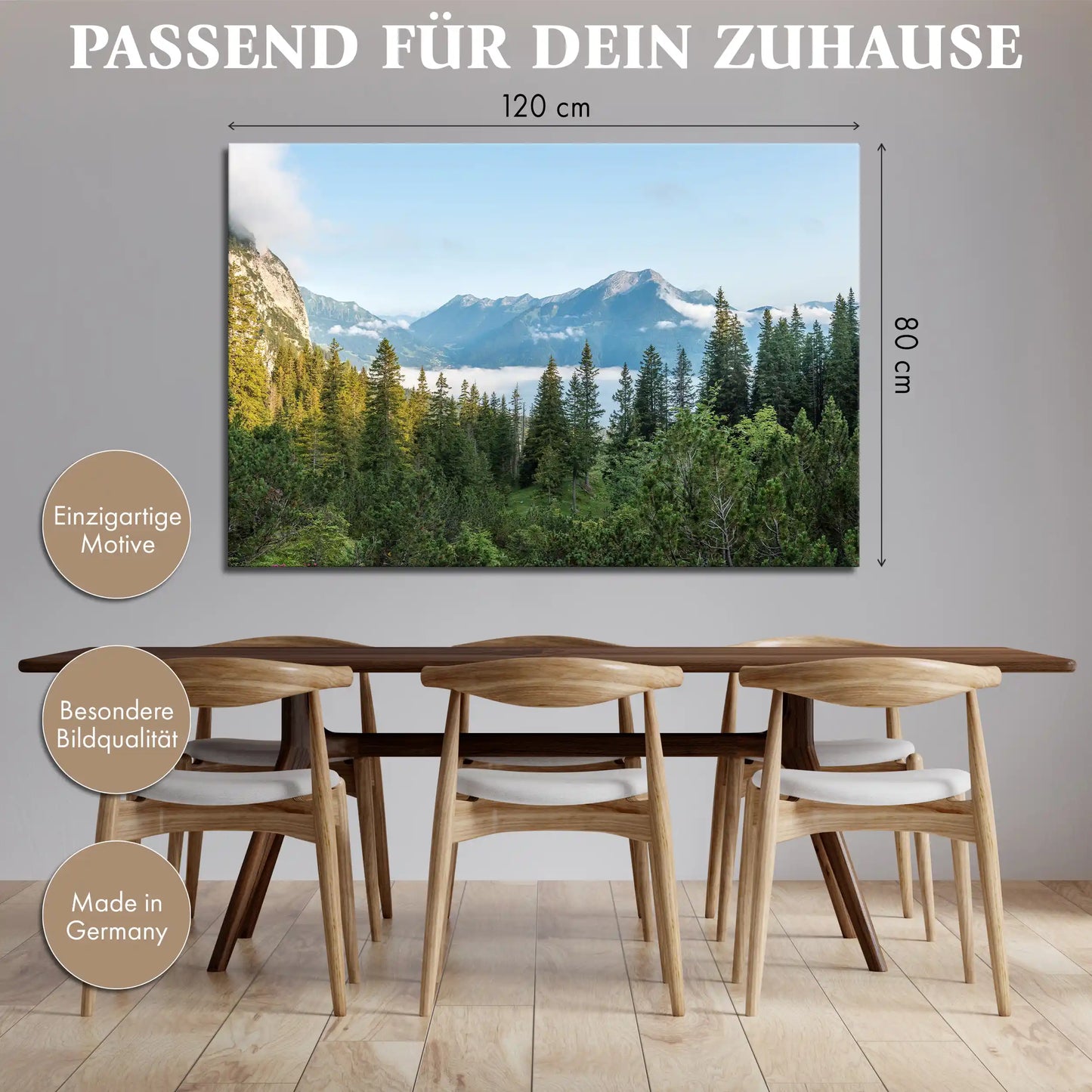 Leinwandbild - Alpenwald im ersten Licht