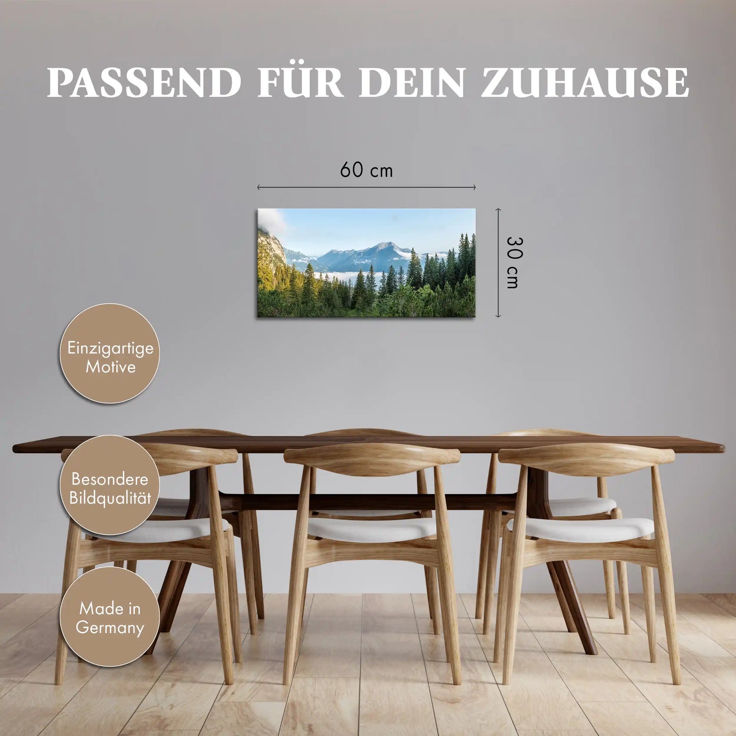Leinwandbild - Alpenwald im ersten Licht