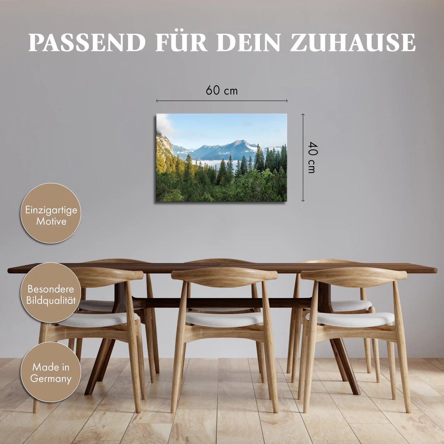 Leinwandbild - Alpenwald im ersten Licht