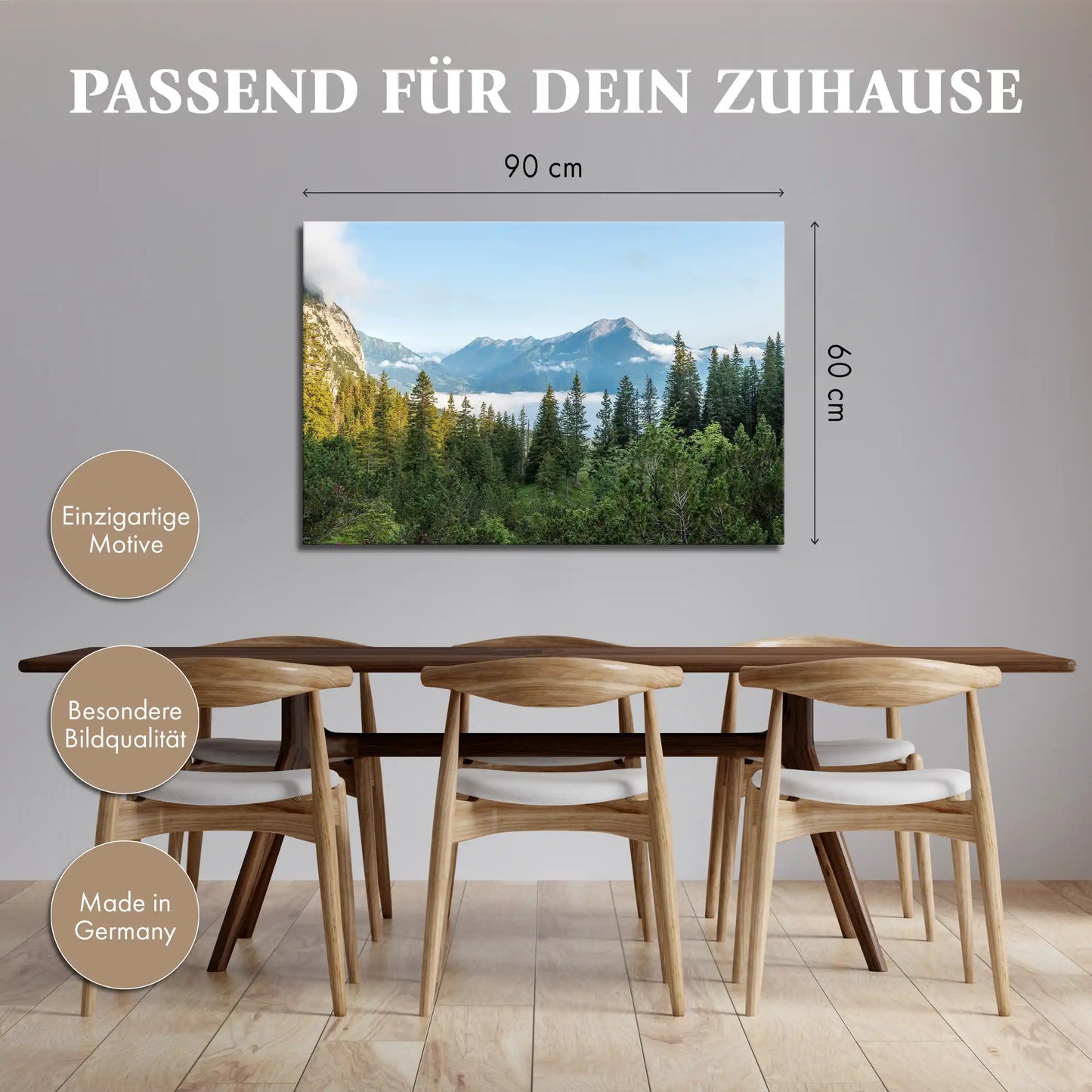 Leinwandbild - Alpenwald im ersten Licht