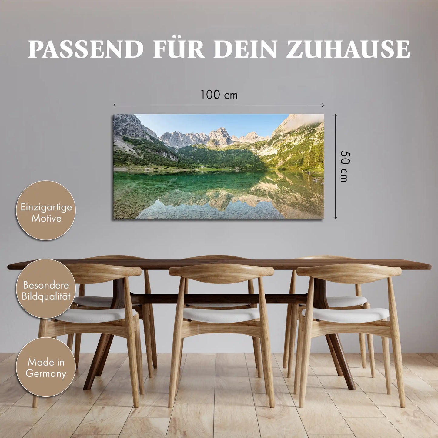 Leinwandbild - Alpine Ruhe am Bergsee