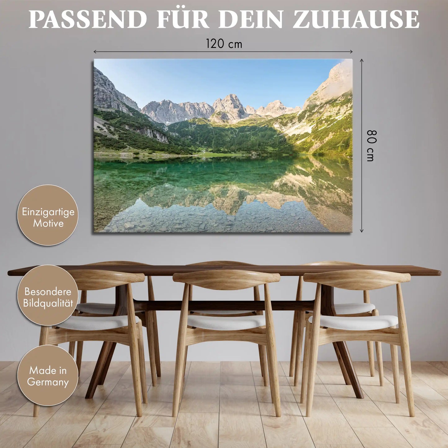 Leinwandbild - Alpine Ruhe am Bergsee