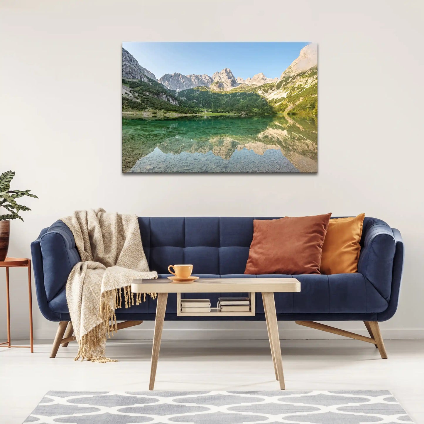 Leinwandbild - Alpine Ruhe am Bergsee