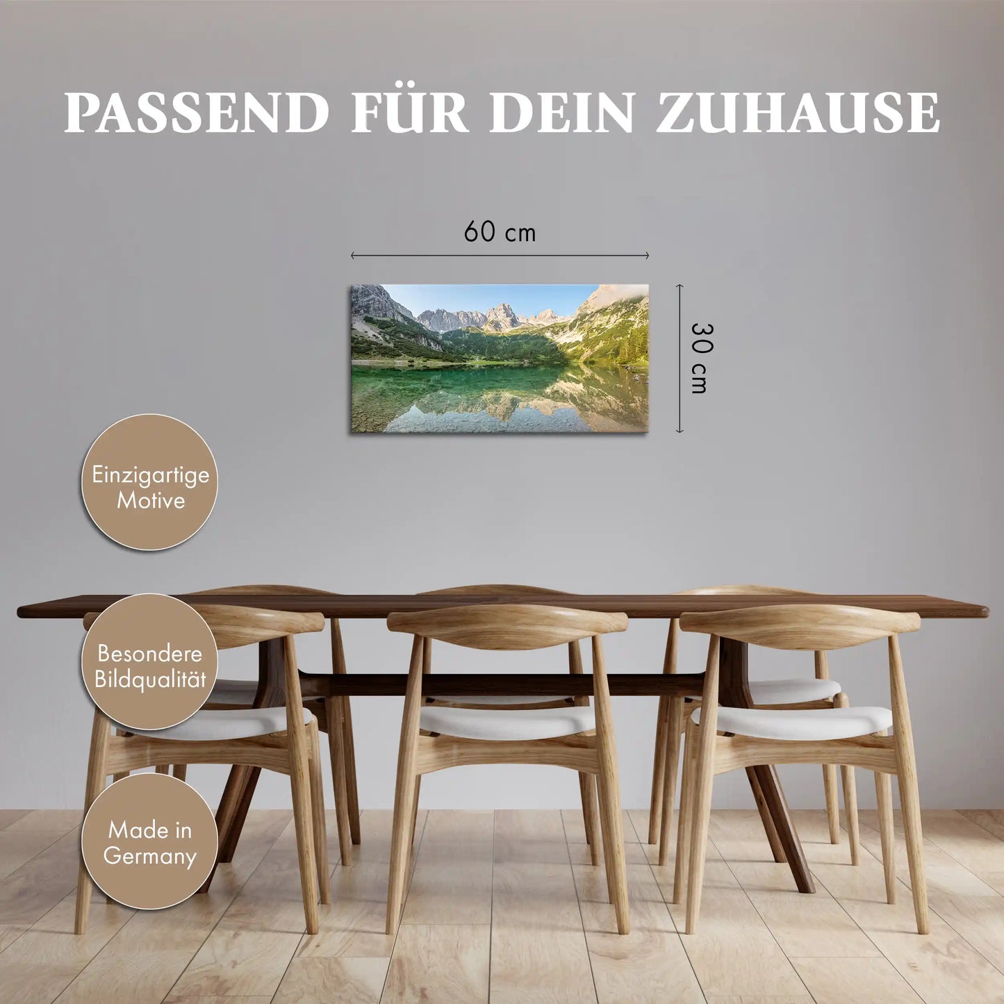 Leinwandbild - Alpine Ruhe am Bergsee