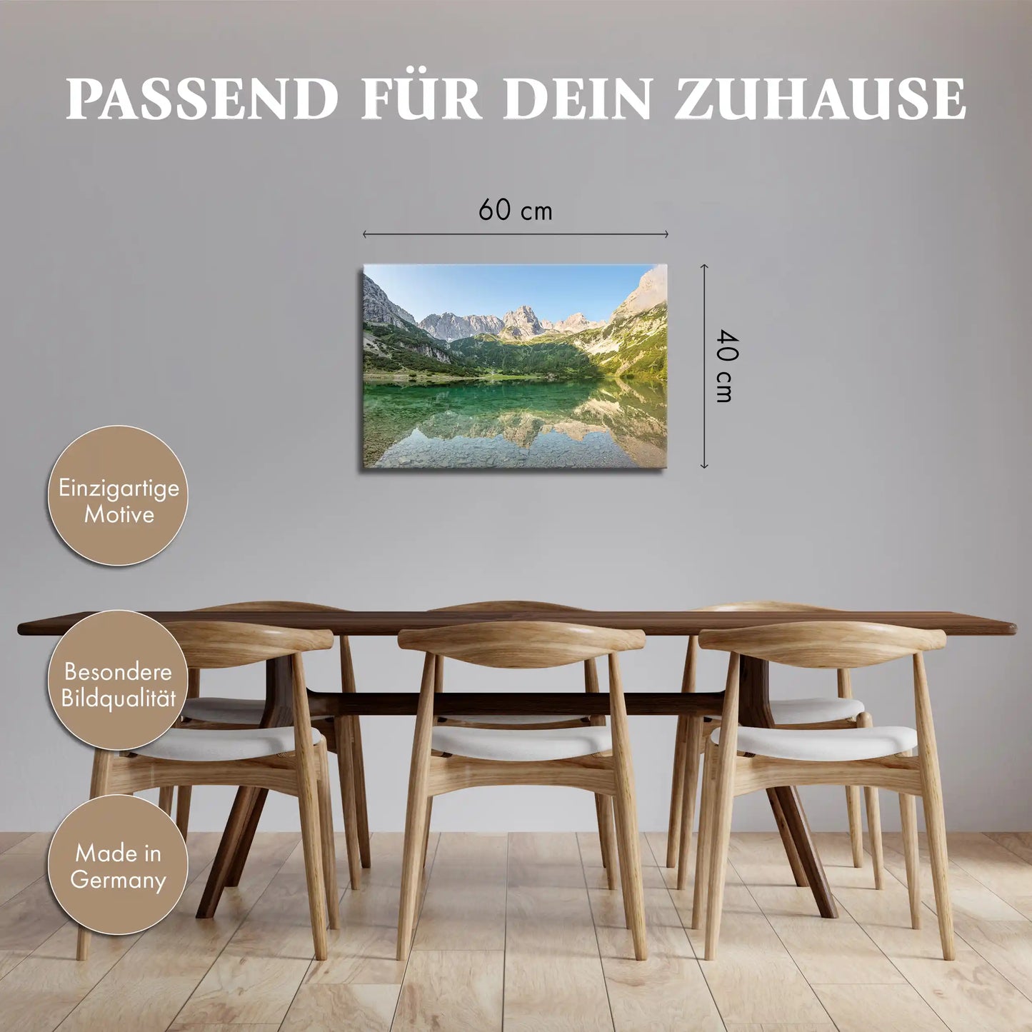 Leinwandbild - Alpine Ruhe am Bergsee