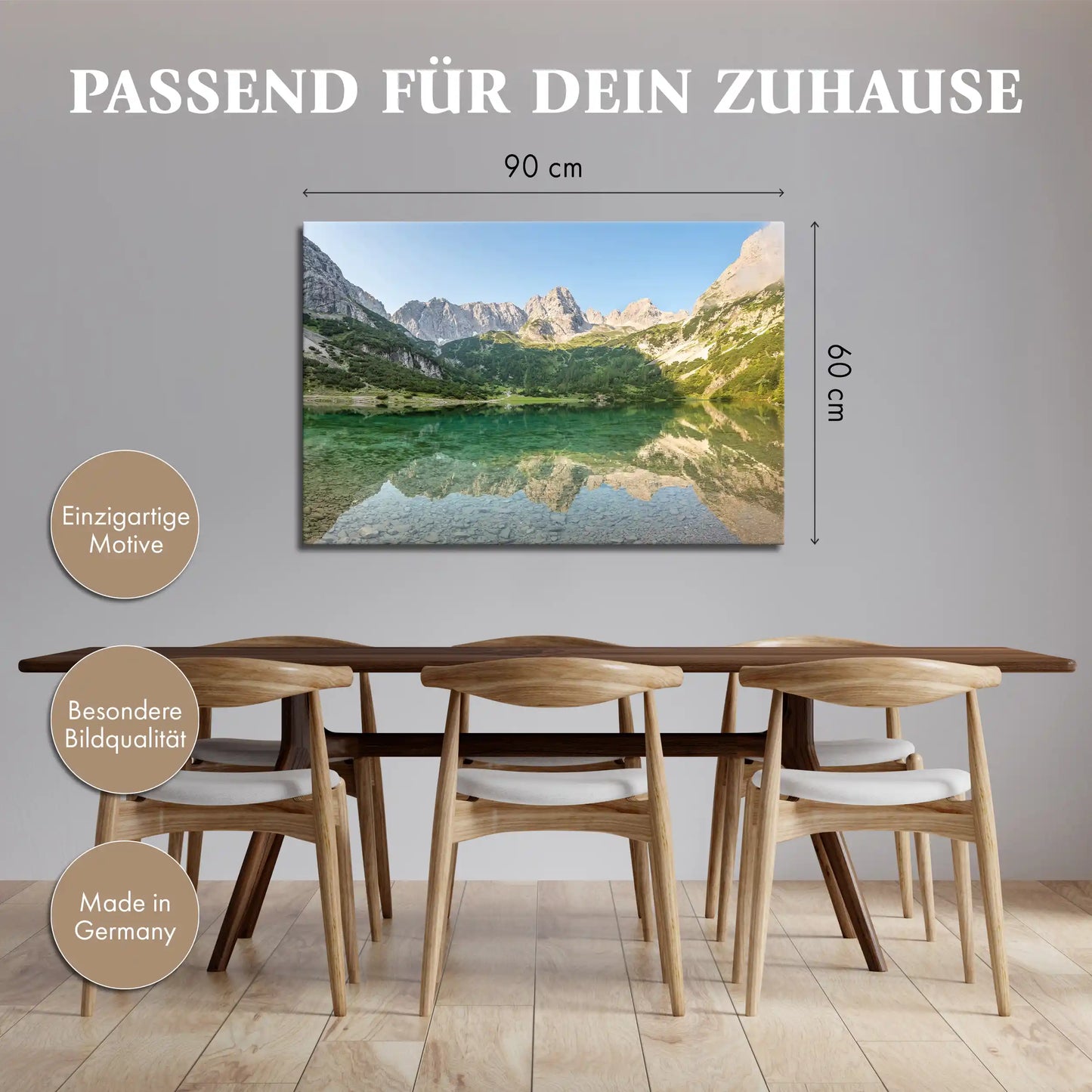 Leinwandbild - Alpine Ruhe am Bergsee