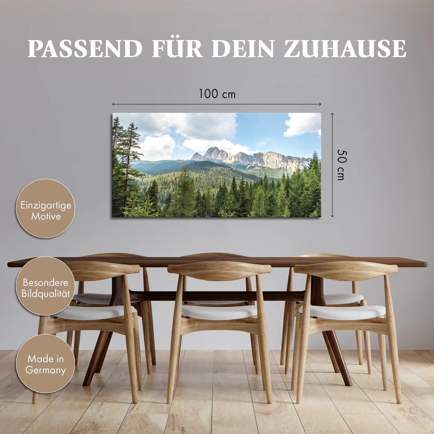 Leinwandbild - Fichtenwald in den Dolomiten