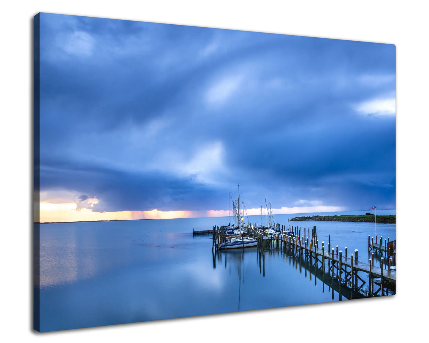 Leinwandbild - Gewitterwolken über dem Hafen