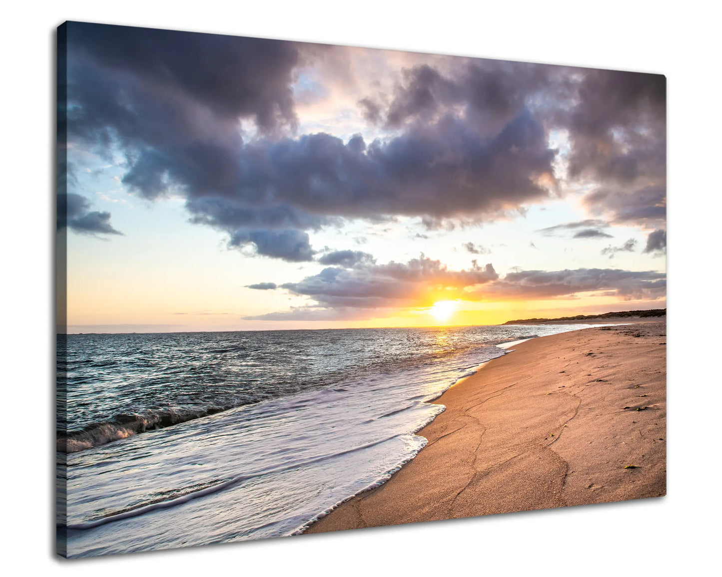 Leinwandbild Strand im Sonnenaufgang am Meer