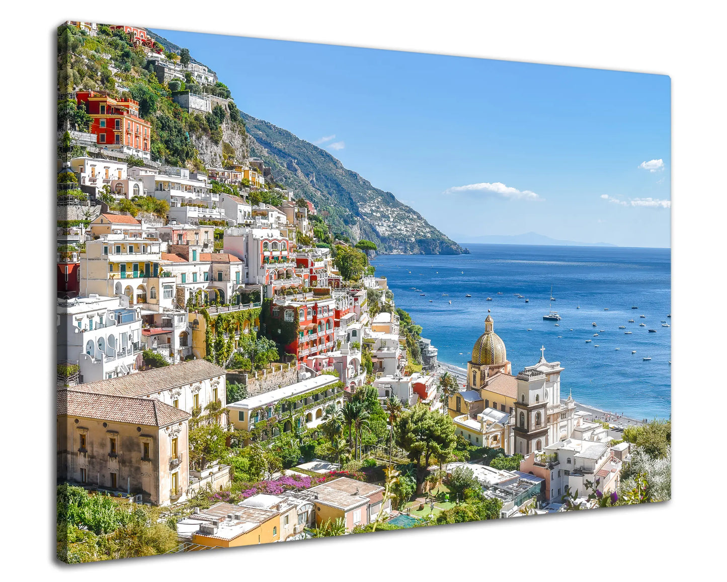Leinwandbild einer Italienischen Terrassenstadt am Meer an der Amalfiküste