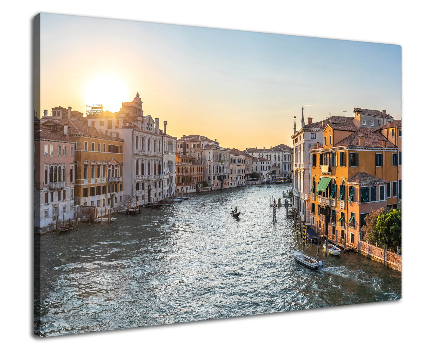 Leinwandbild Sonnenuntergang in Venedig am Kanal mit Altstadt