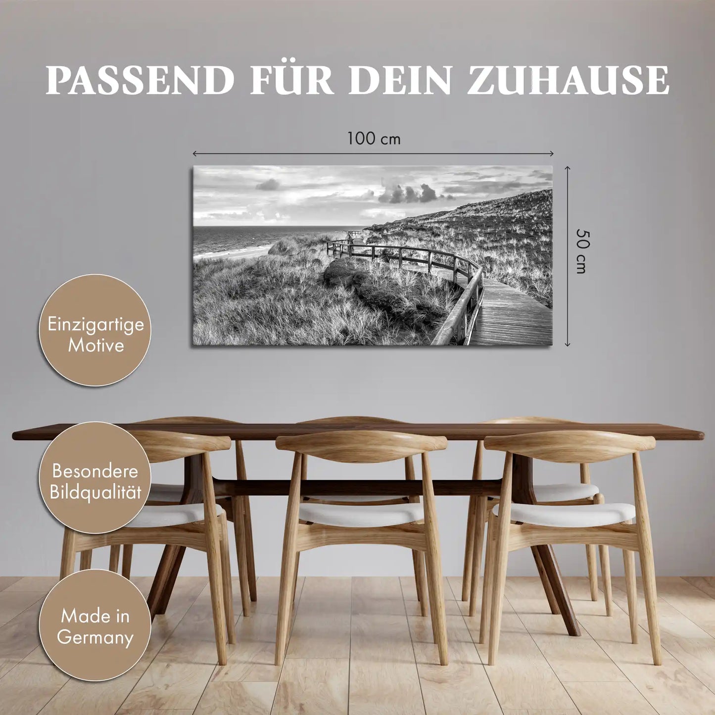 Leinwandbild - Holzsteg durch die Dünen