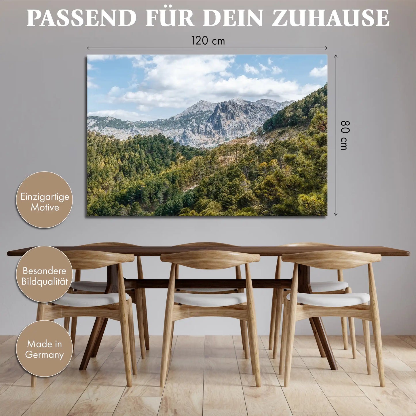 Leinwandbild Bergwald in Andalusien mit Pinienbäumen