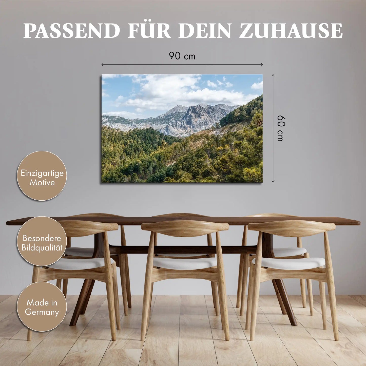 Leinwandbild Bergwald in Andalusien mit Pinienbäumen