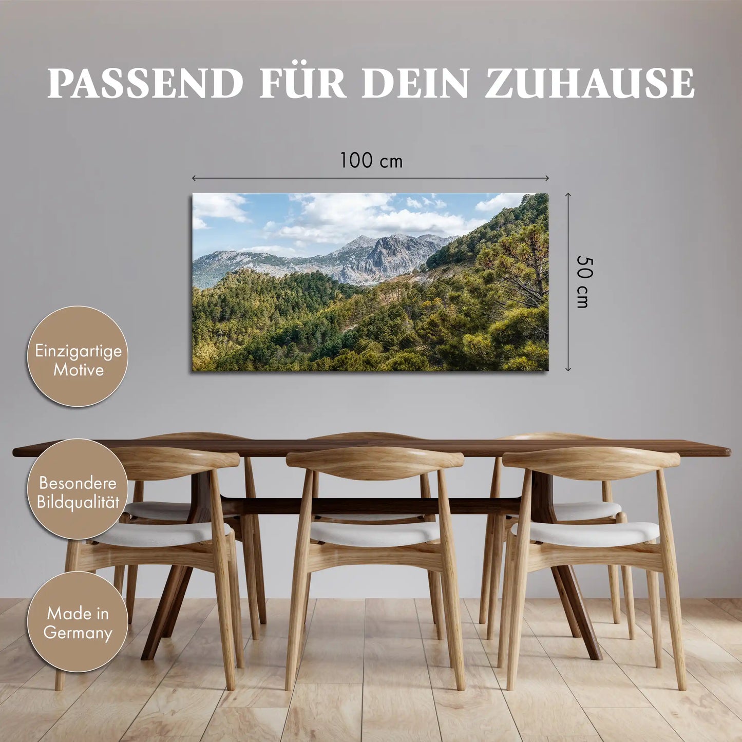 Leinwandbild Bergwald in Andalusien mit Pinienbäumen