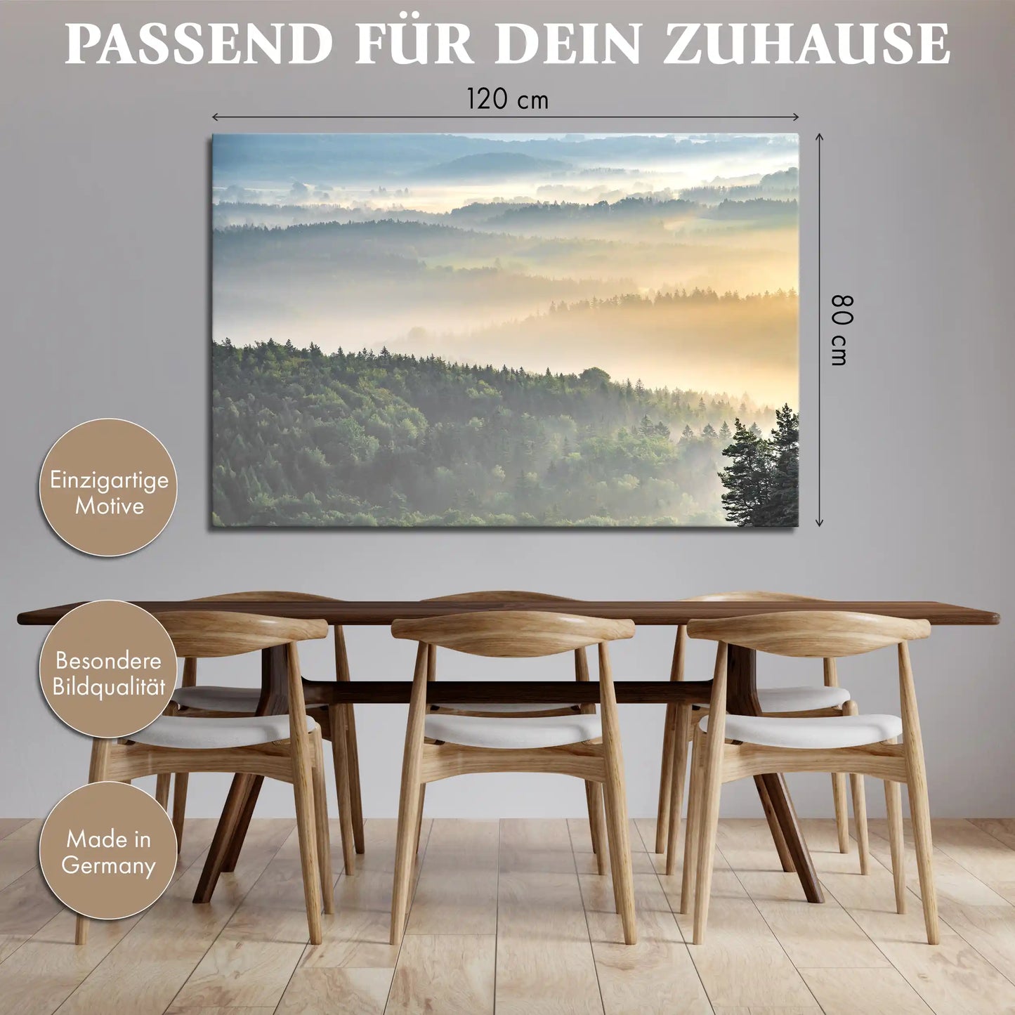 Leinwandbild Morgenlichter und Nebel im Elbstandsteingebirge