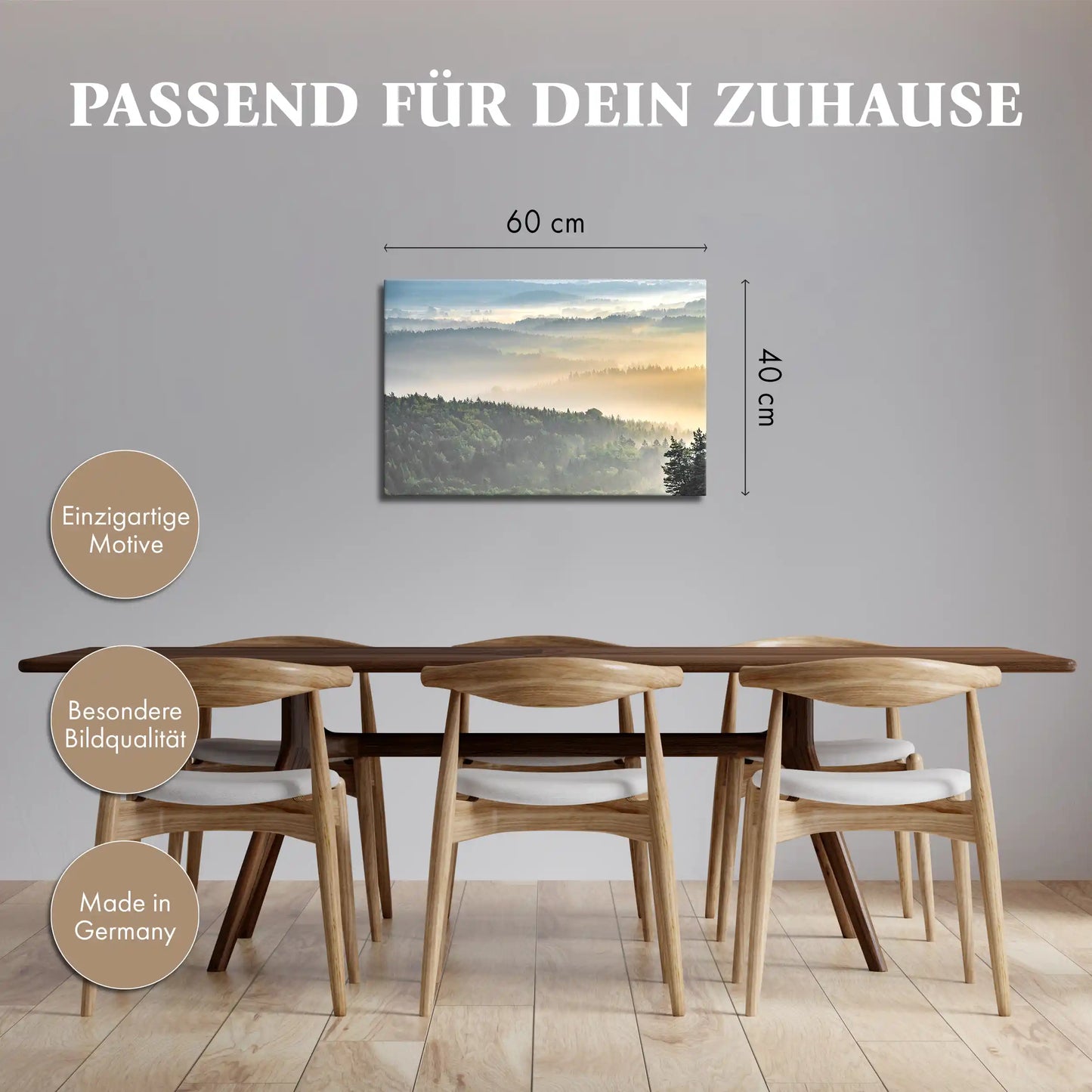 Leinwandbild Morgenlichter und Nebel im Elbstandsteingebirge