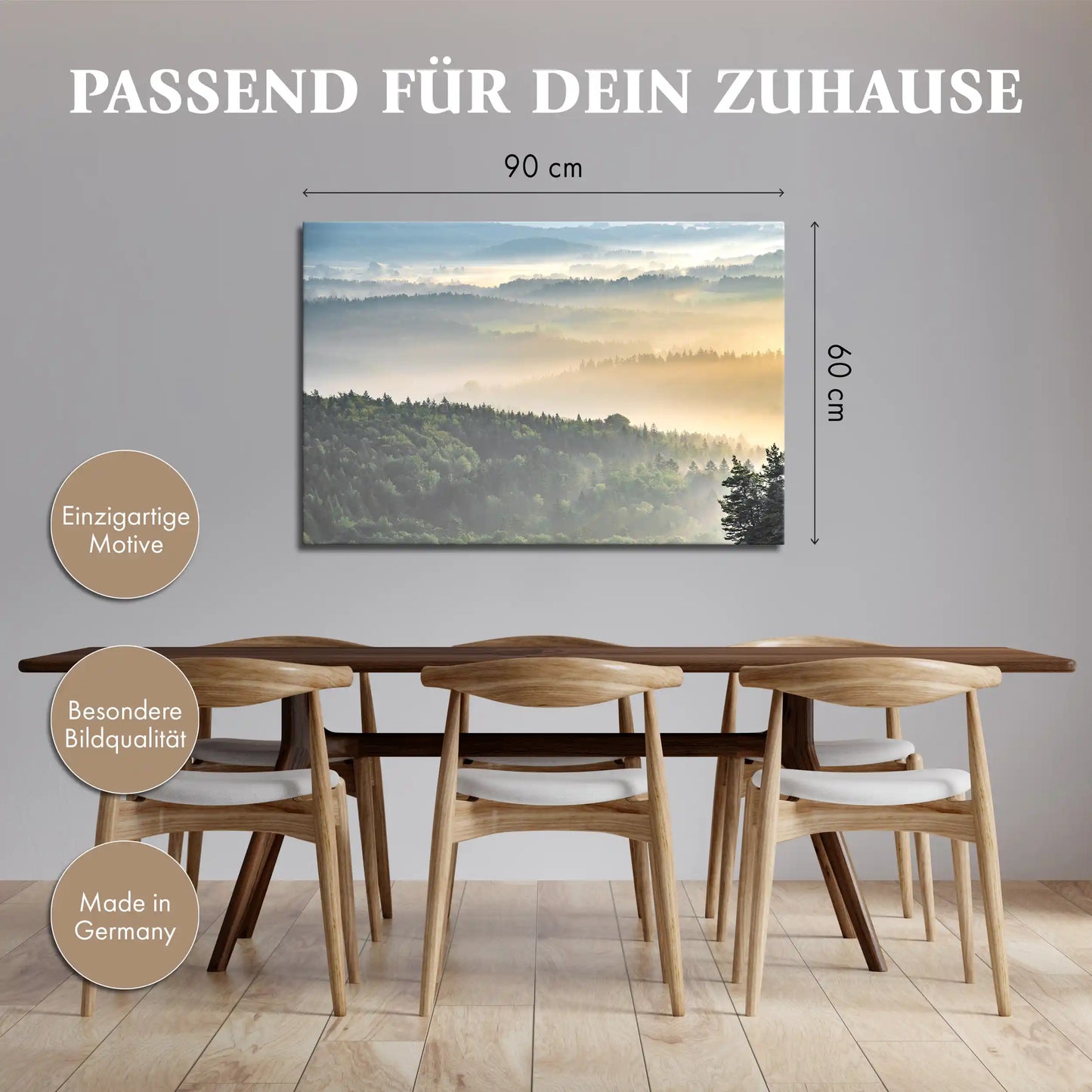Leinwandbild Morgenlichter und Nebel im Elbstandsteingebirge