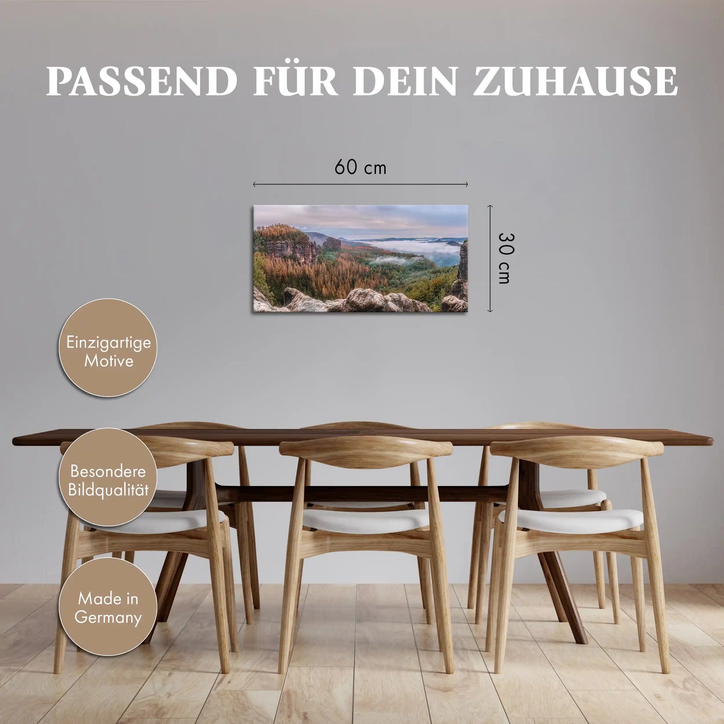 Leinwandbild Wald Landschaft in mystischem Nebel