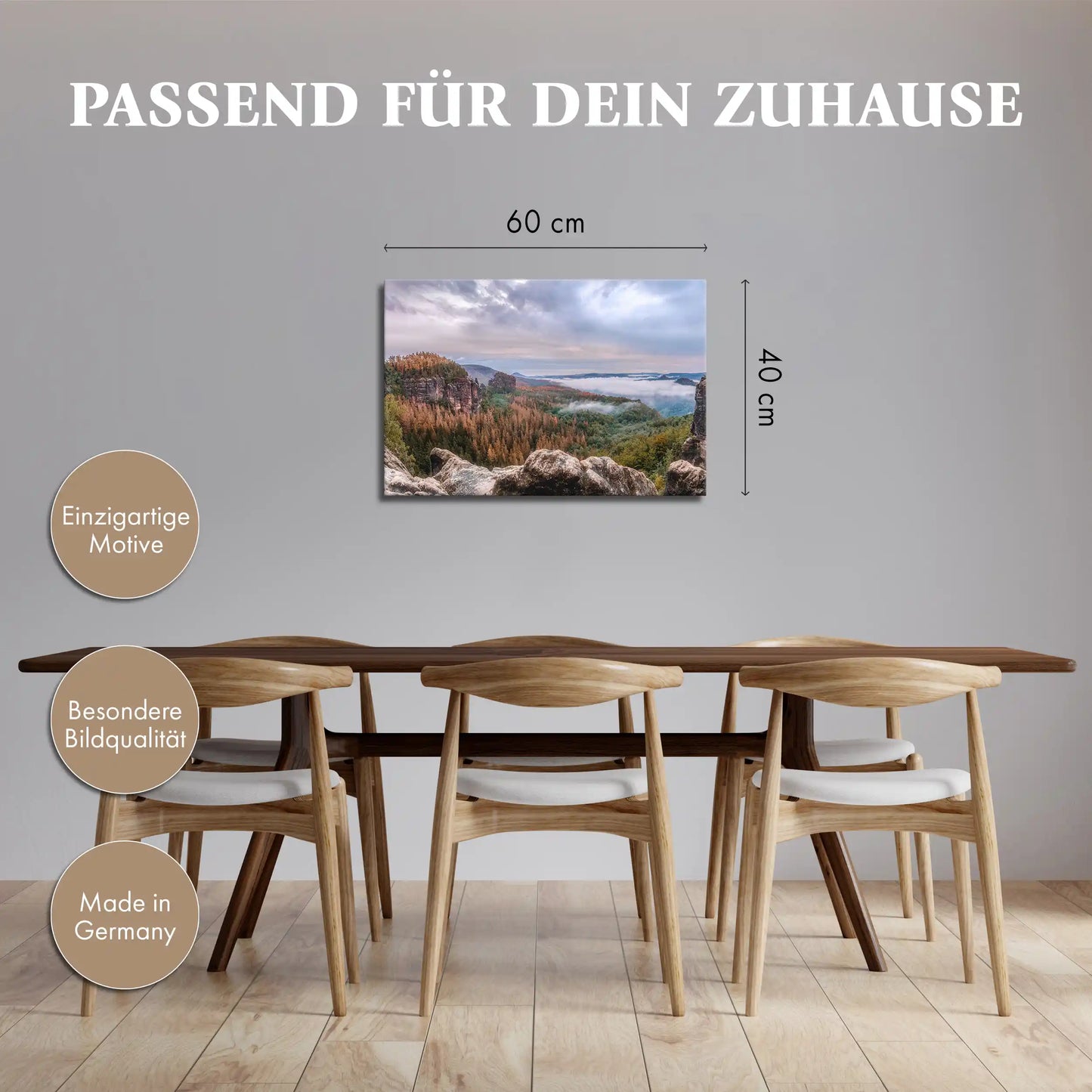 Leinwandbild Wald Landschaft in mystischem Nebel