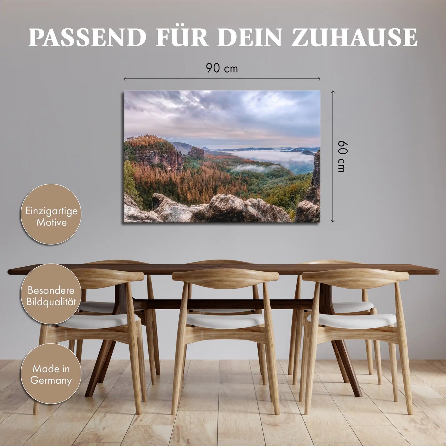 Leinwandbild Wald Landschaft in mystischem Nebel