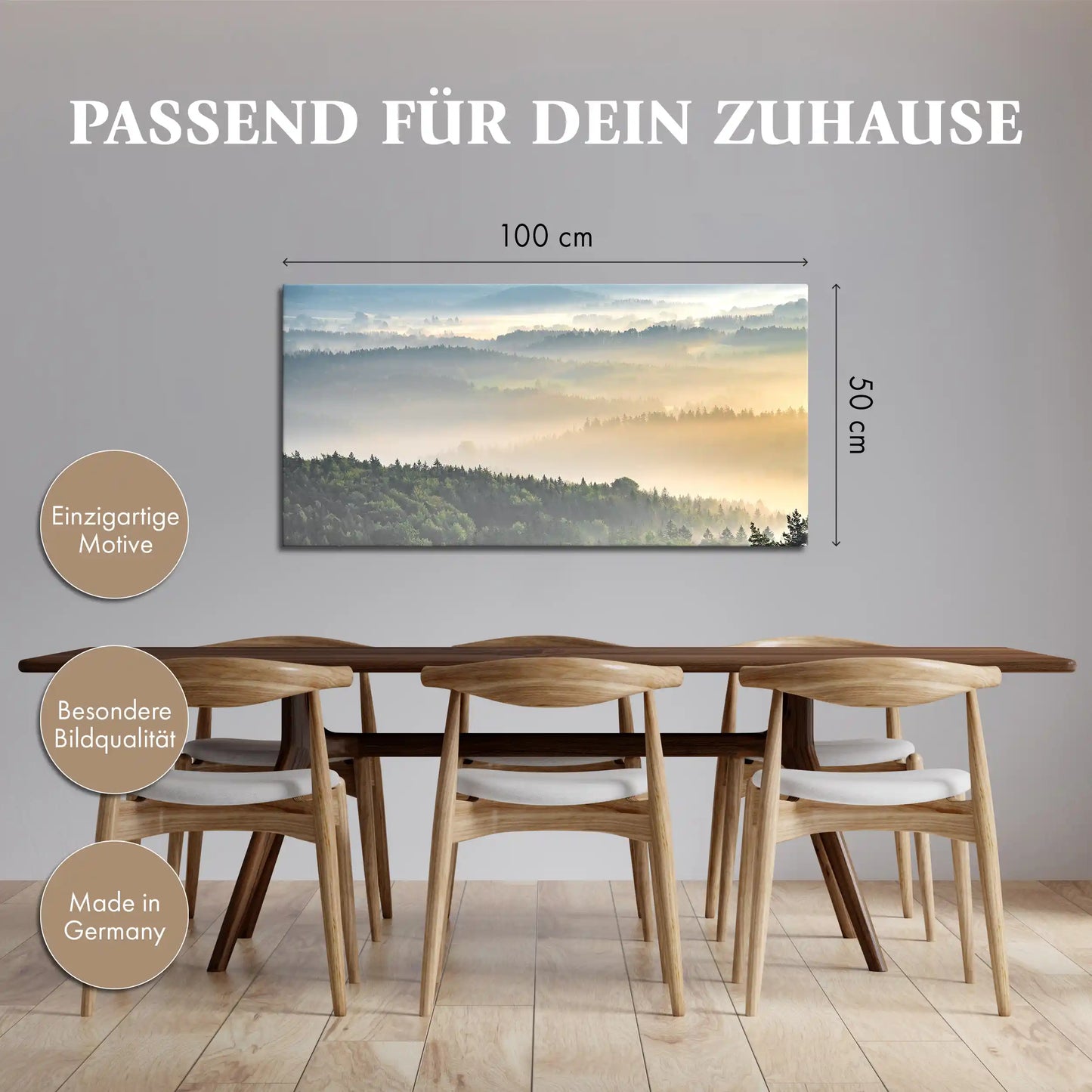Leinwandbild Morgenlichter und Nebel im Elbstandsteingebirge
