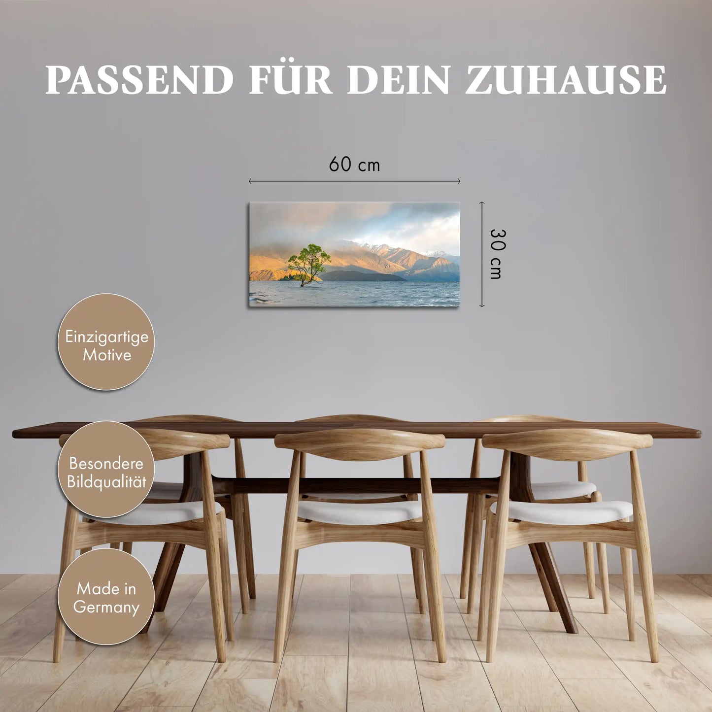 Leinwandbild - Einsamer Baum im Bergsee