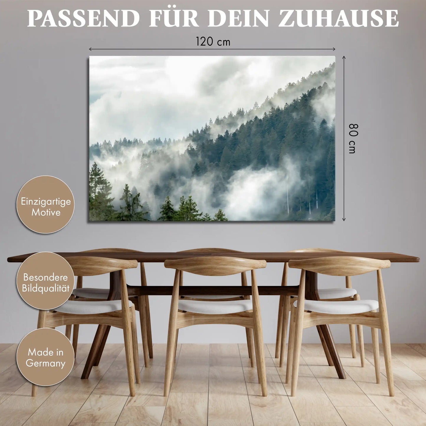 Leinwandbild mystischer Wald im Nebel