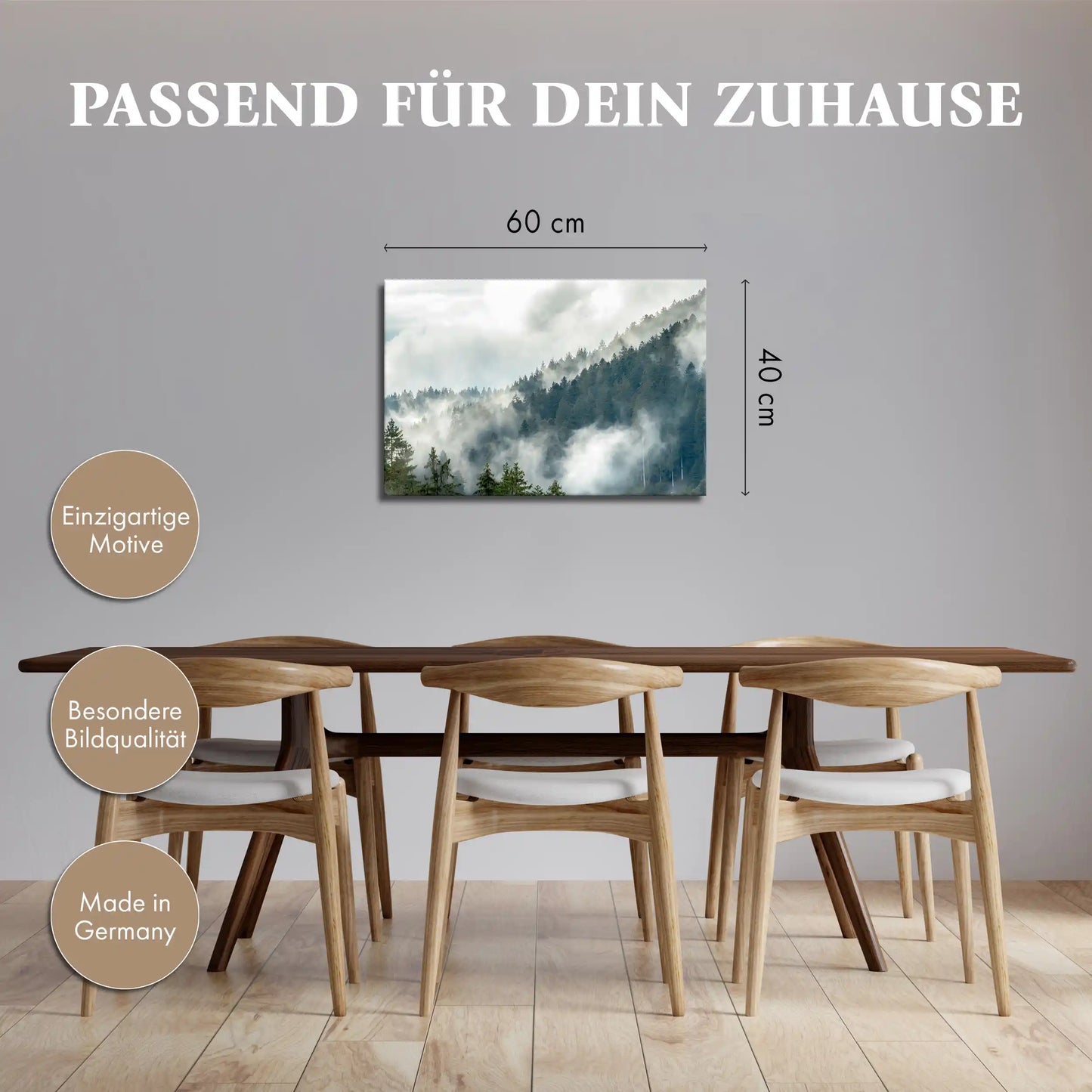 Leinwandbild mystischer Wald im Nebel