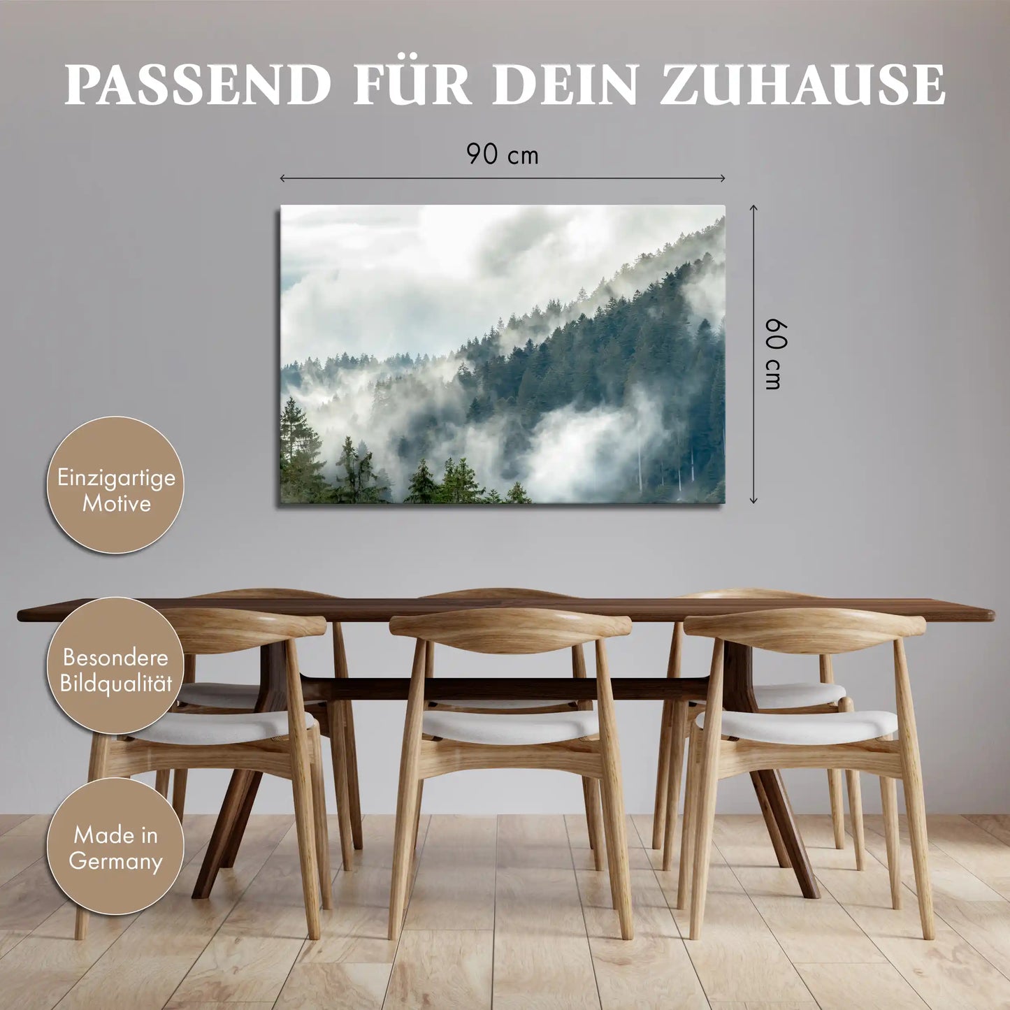 Leinwandbild mystischer Wald im Nebel