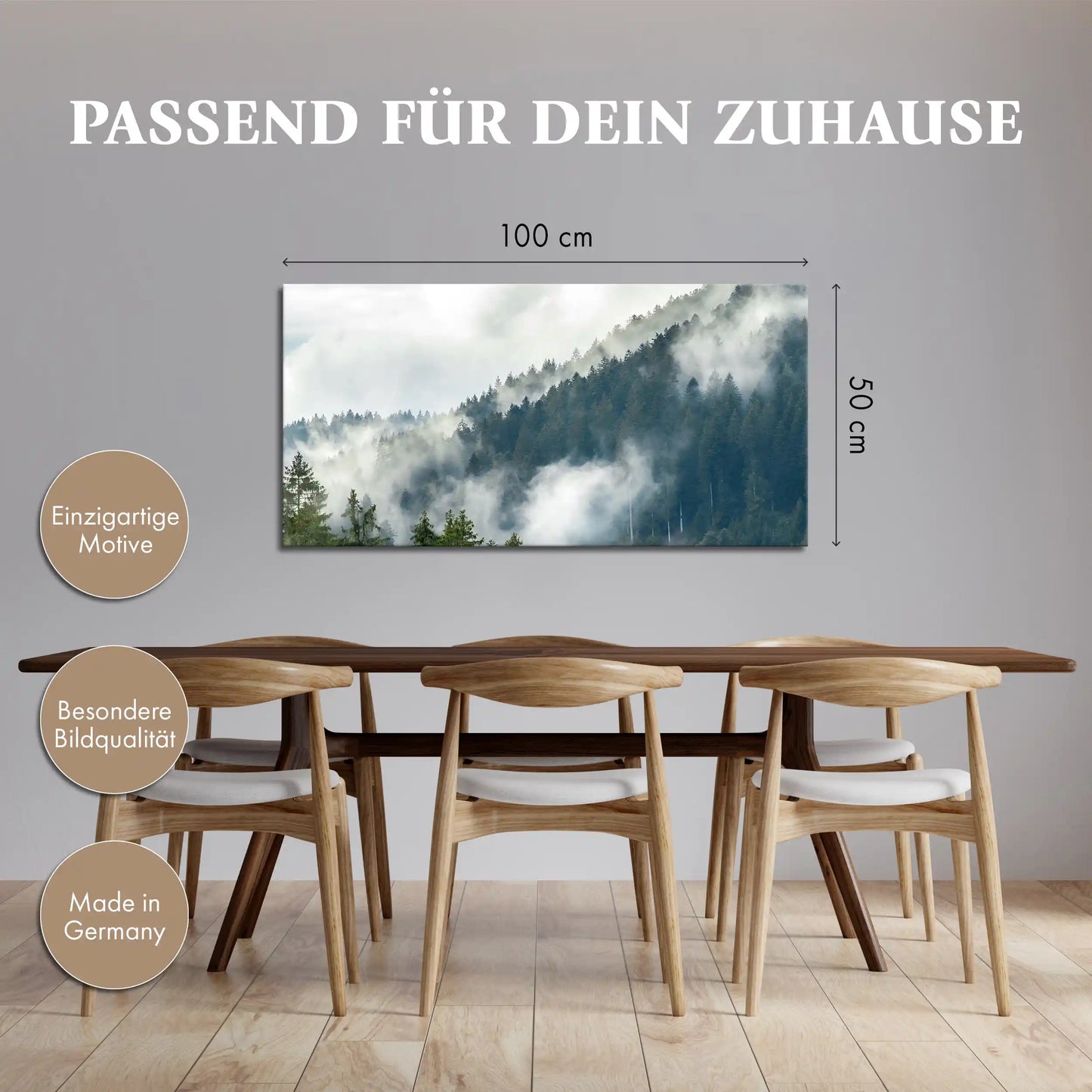 Leinwandbild mystischer Wald im Nebel