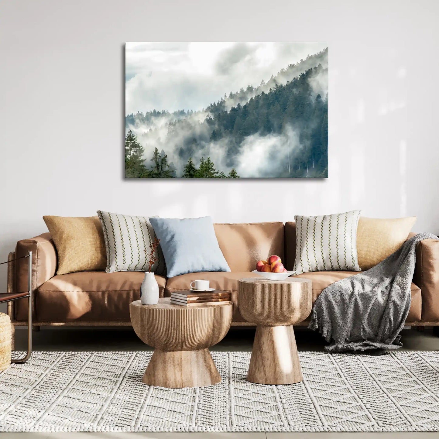 Leinwandbild mystischer Wald im Nebel