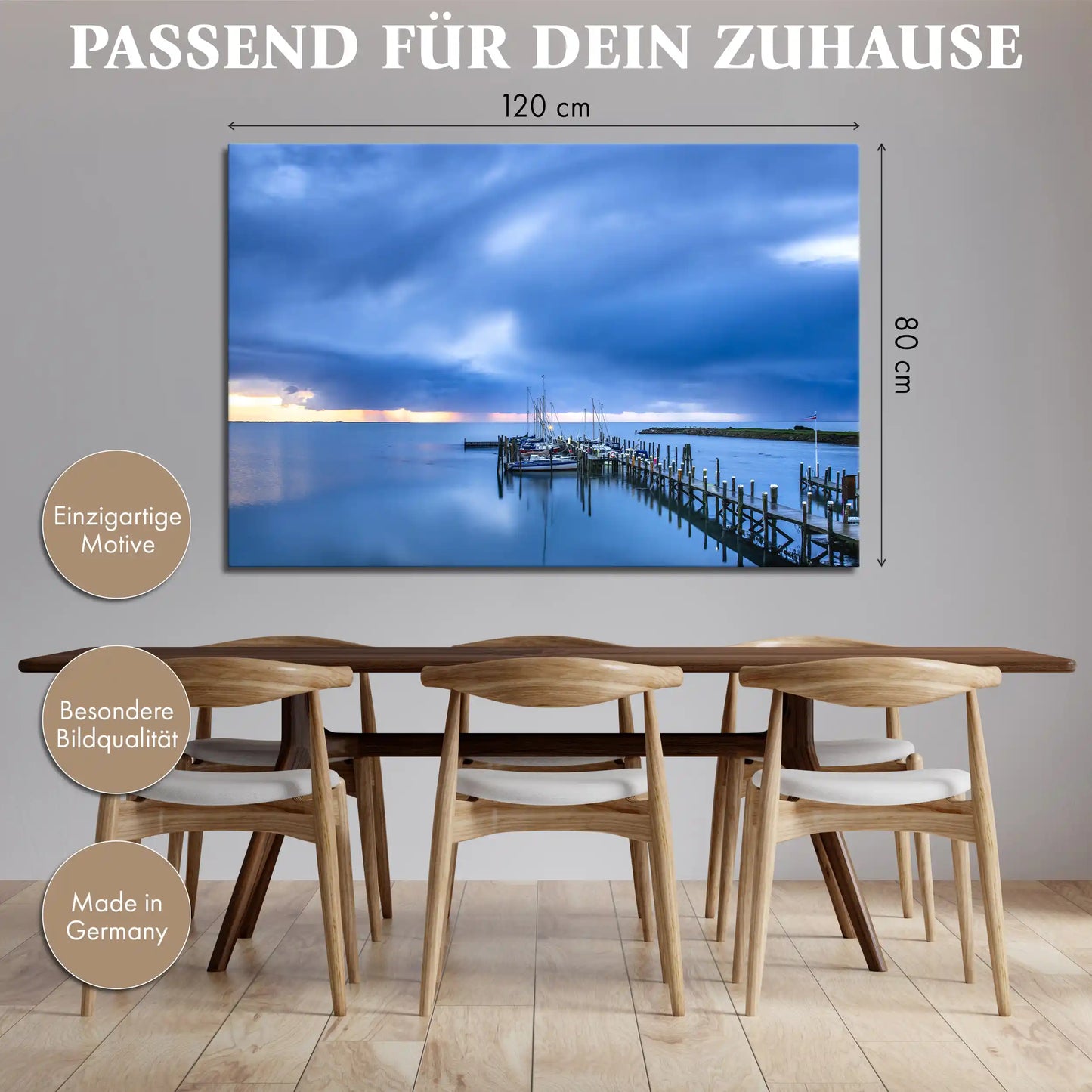 Leinwandbild - Gewitterwolken über dem Hafen