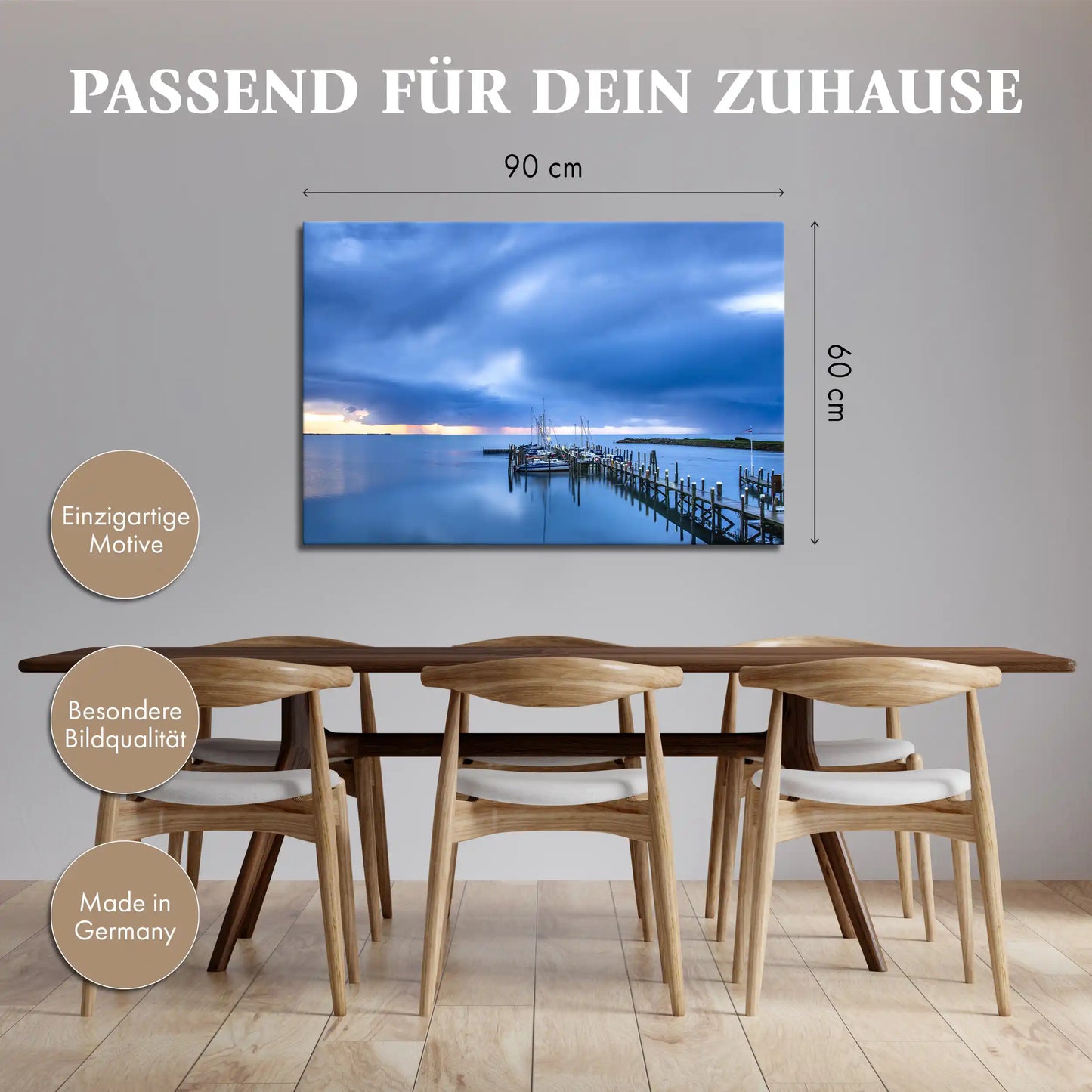 Leinwandbild - Gewitterwolken über dem Hafen