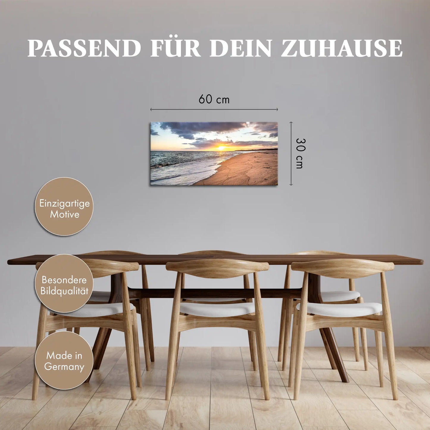 Leinwandbild Strand im Sonnenaufgang am Meer