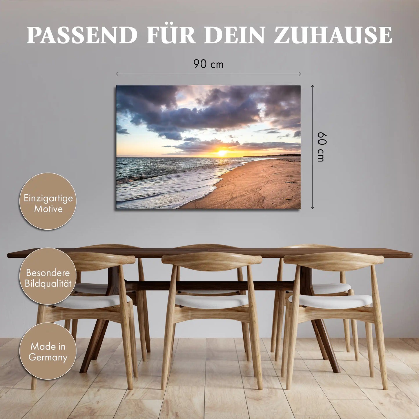 Leinwandbild Strand im Sonnenaufgang am Meer