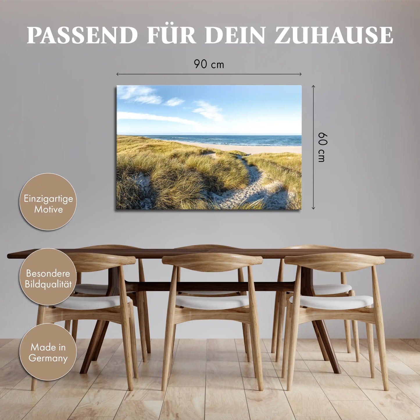 Leinwandbild goldene Düne an der Nordsee bei Sonnenaufgang