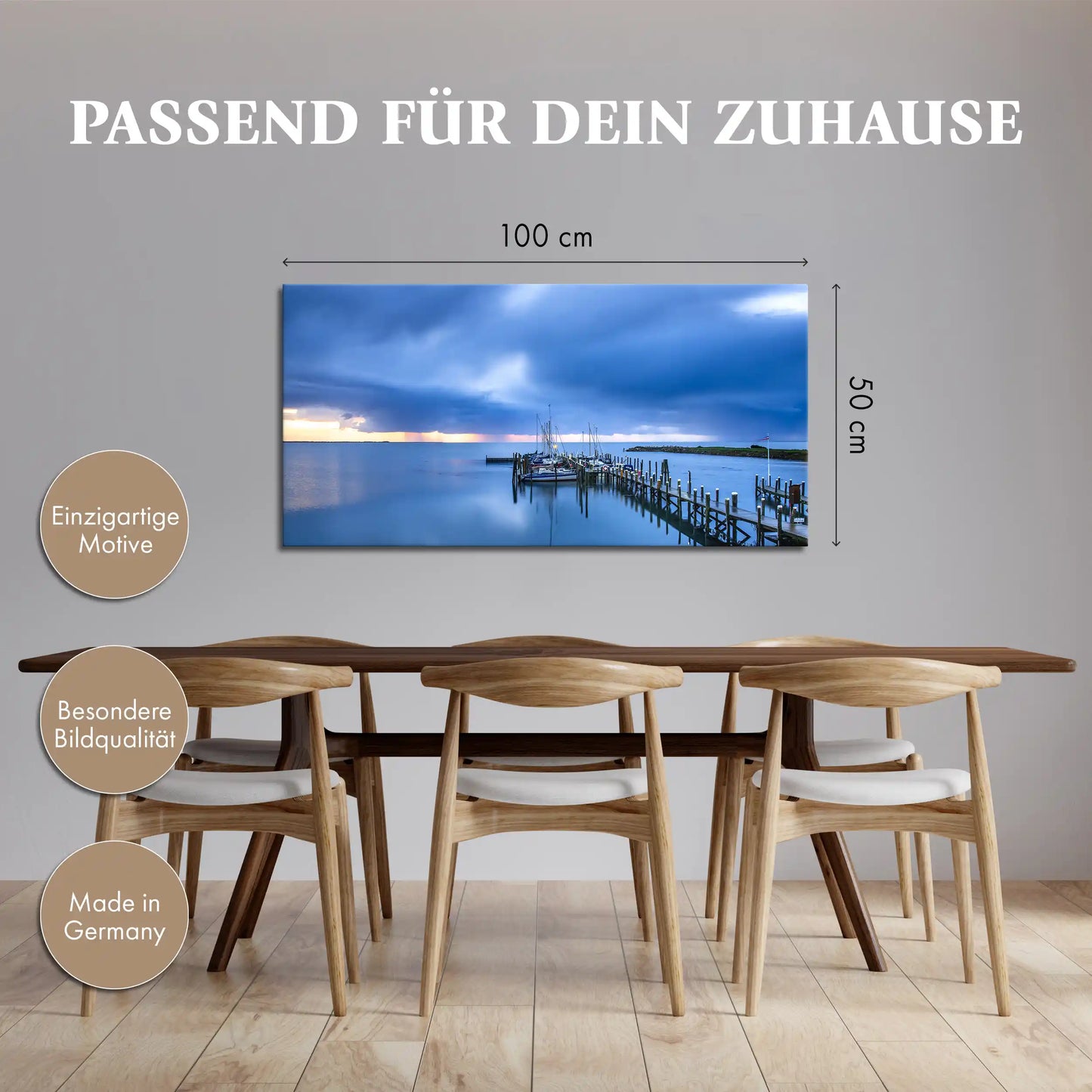 Leinwandbild - Gewitterwolken über dem Hafen