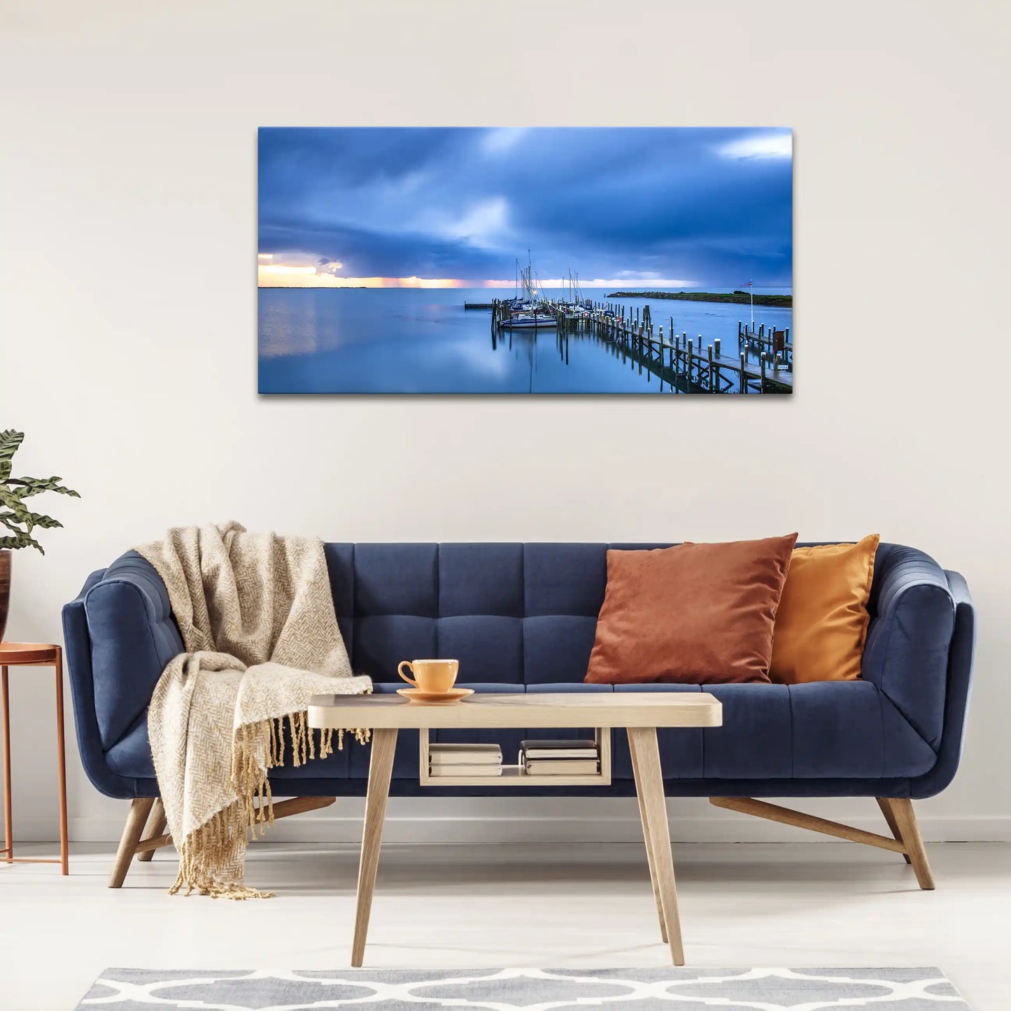 Leinwandbild - Gewitterwolken über dem Hafen