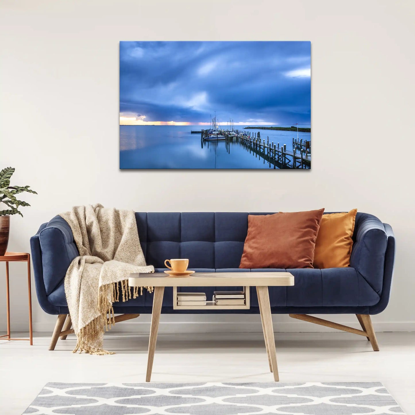 Leinwandbild - Gewitterwolken über dem Hafen