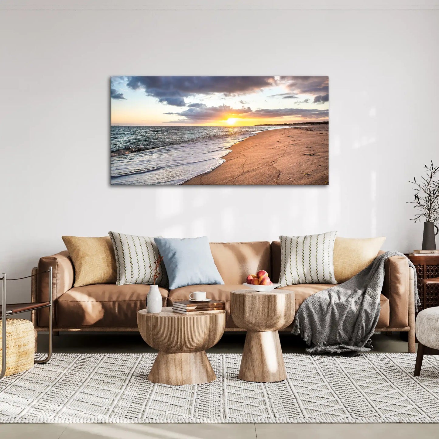 Leinwandbild Strand im Sonnenaufgang am Meer