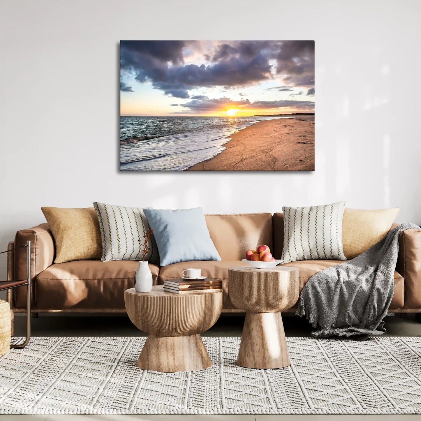 Leinwandbild Strand im Sonnenaufgang am Meer