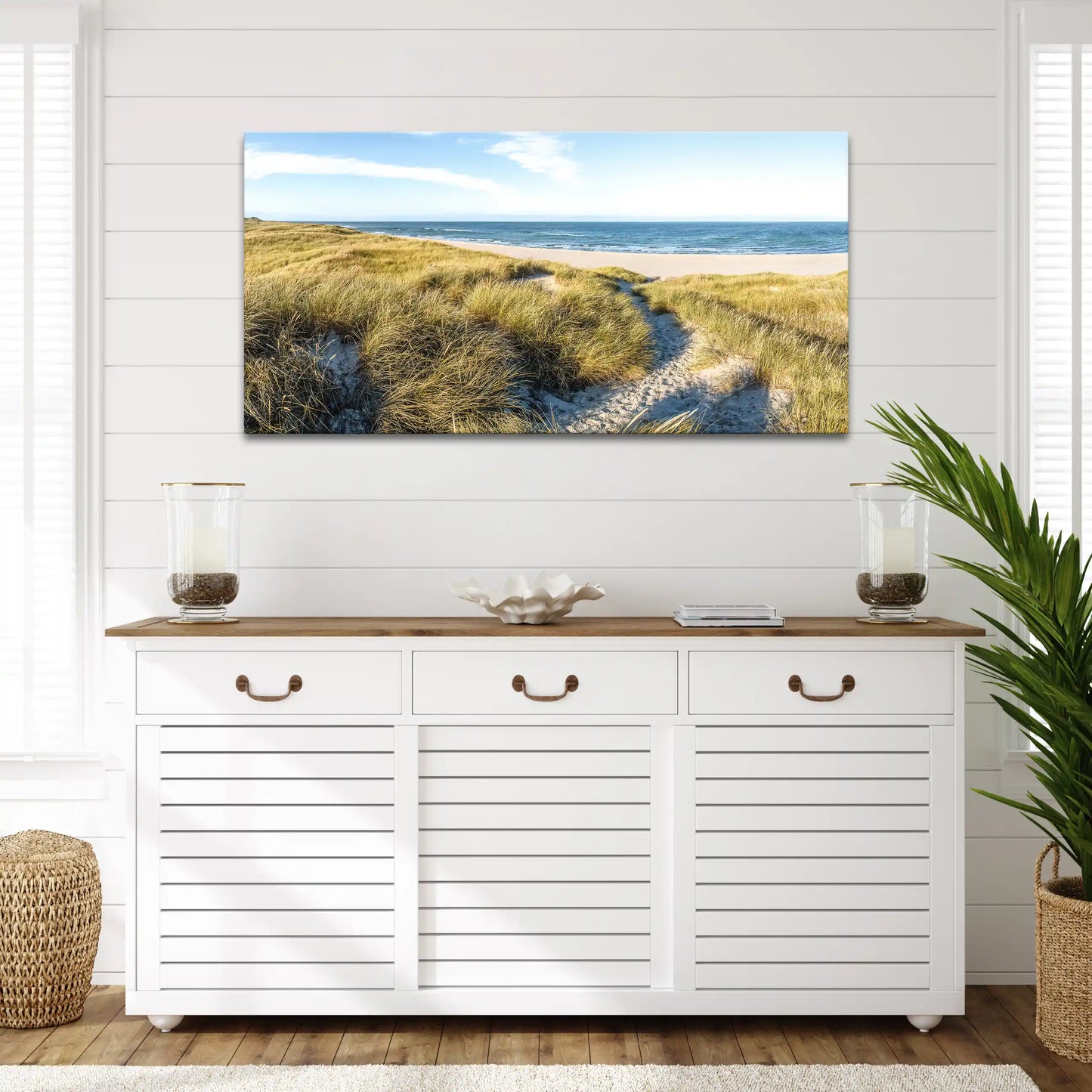 Leinwandbild - Dünenpfad zum Meer