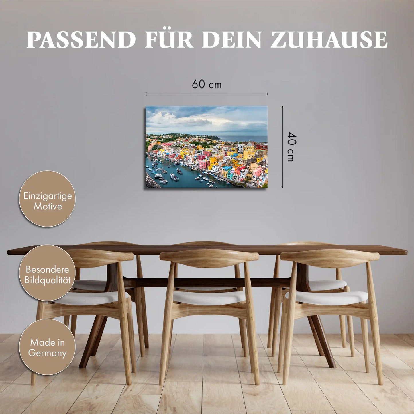 Leinwandbild - Buntes Fischerdorf