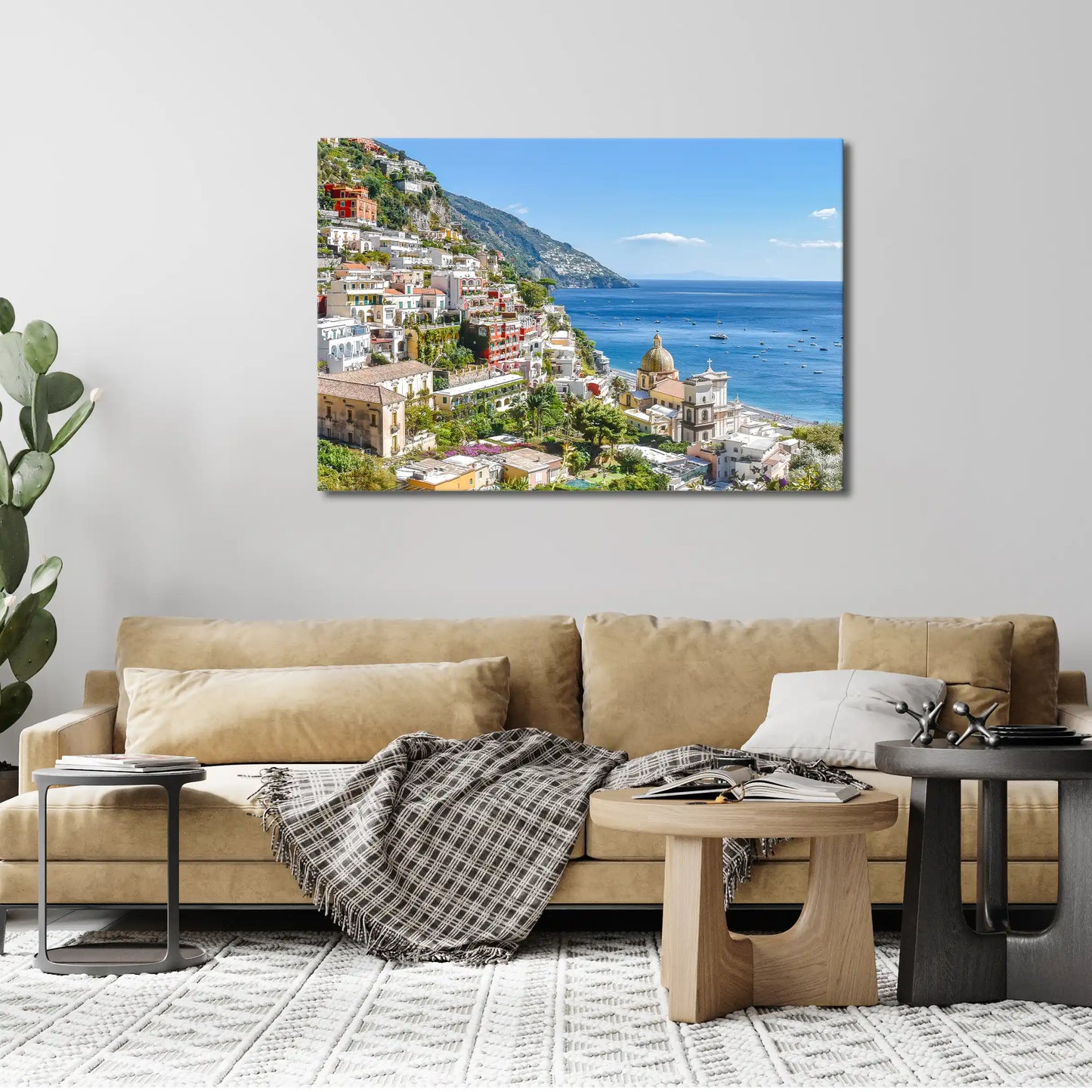 Leinwandbild - Terrassenstadt am Meer