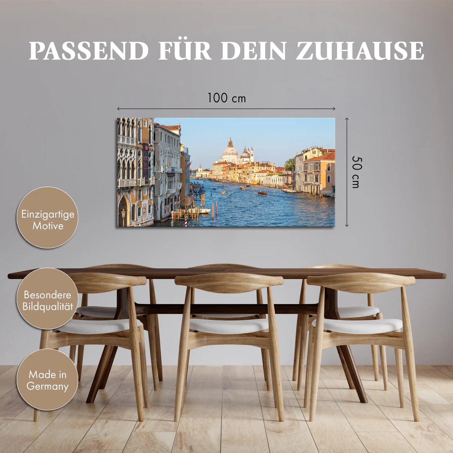 Leinwandbild mit Blick auf den Canale Grande in Venedig mit historischen Gebäuden