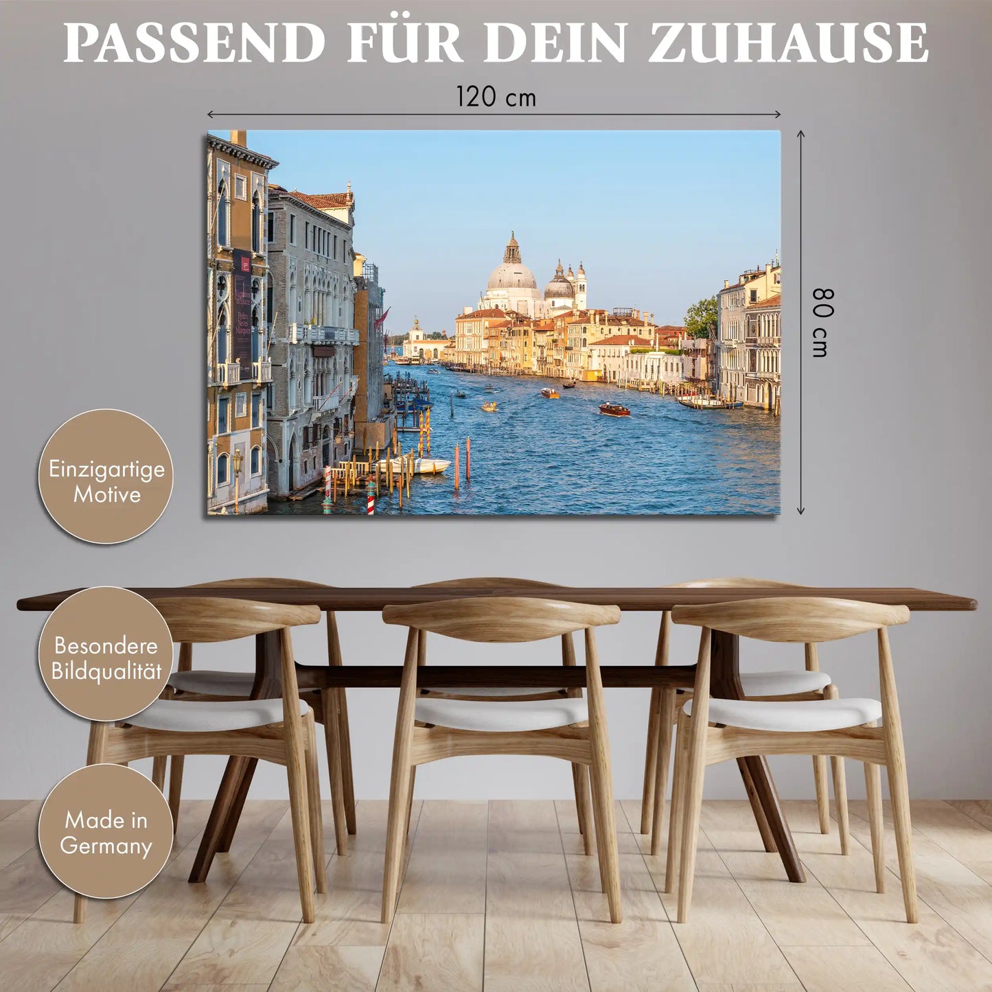 Leinwandbild mit Blick auf den Canale Grande in Venedig mit historischen Gebäuden