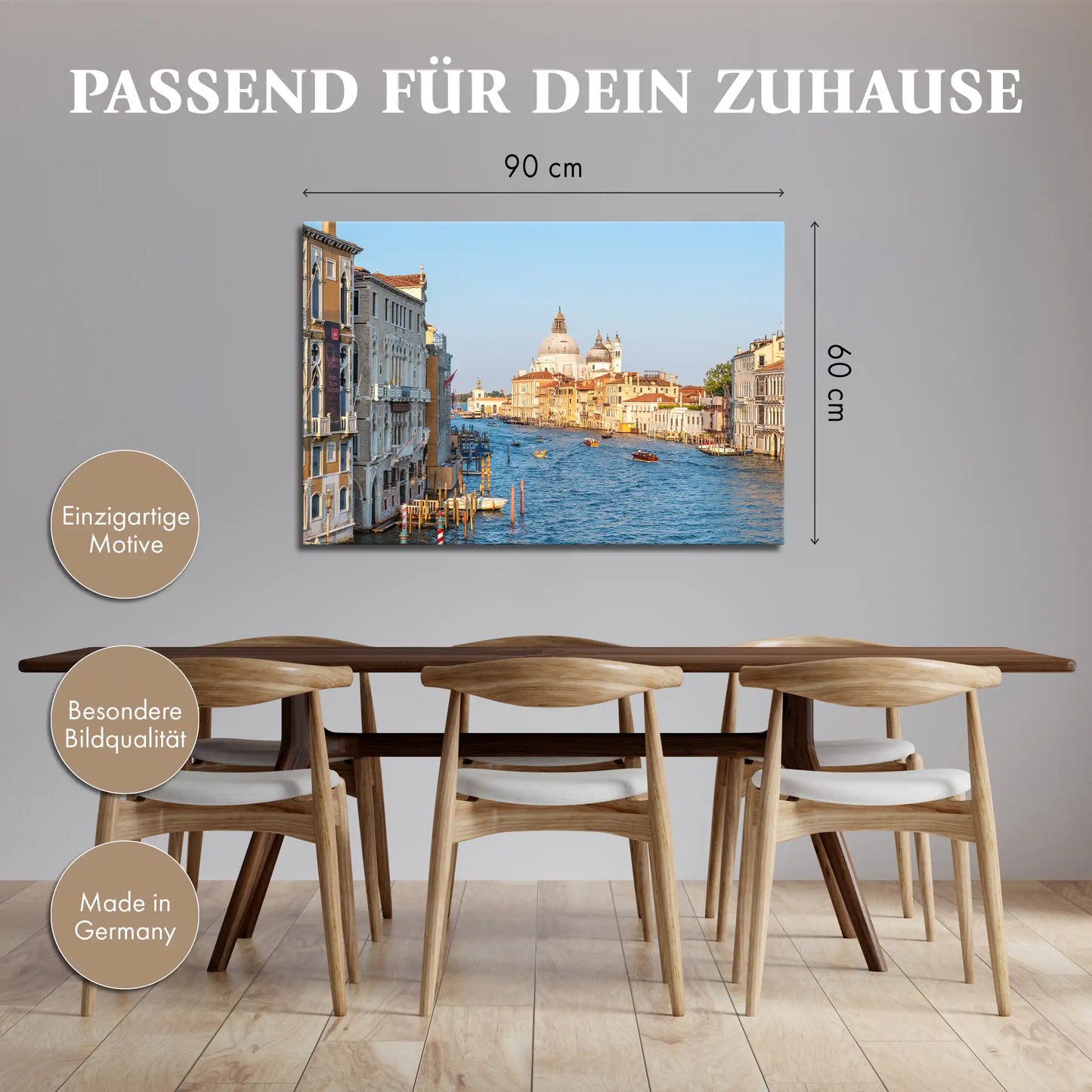 Leinwandbild mit Blick auf den Canale Grande in Venedig mit historischen Gebäuden