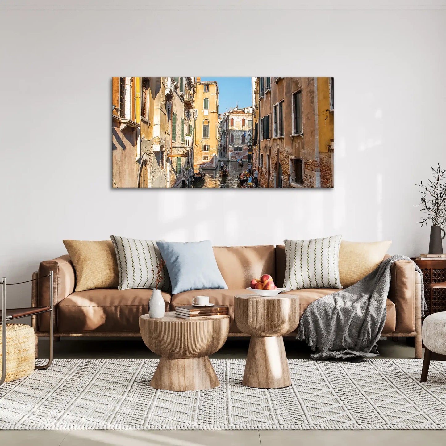 Leinwandbild mit Gondeln auf dem Wasser in Venedig bei Abendlicht